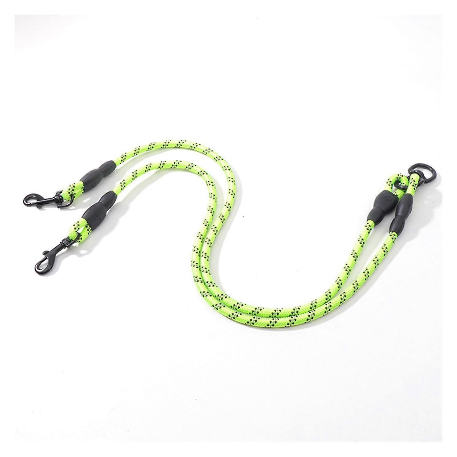 AISHANBAIHUODIAN Robust Double Leash Coupling for Dogs, Reflective, Strong, 360° Tangle (Green, L)
