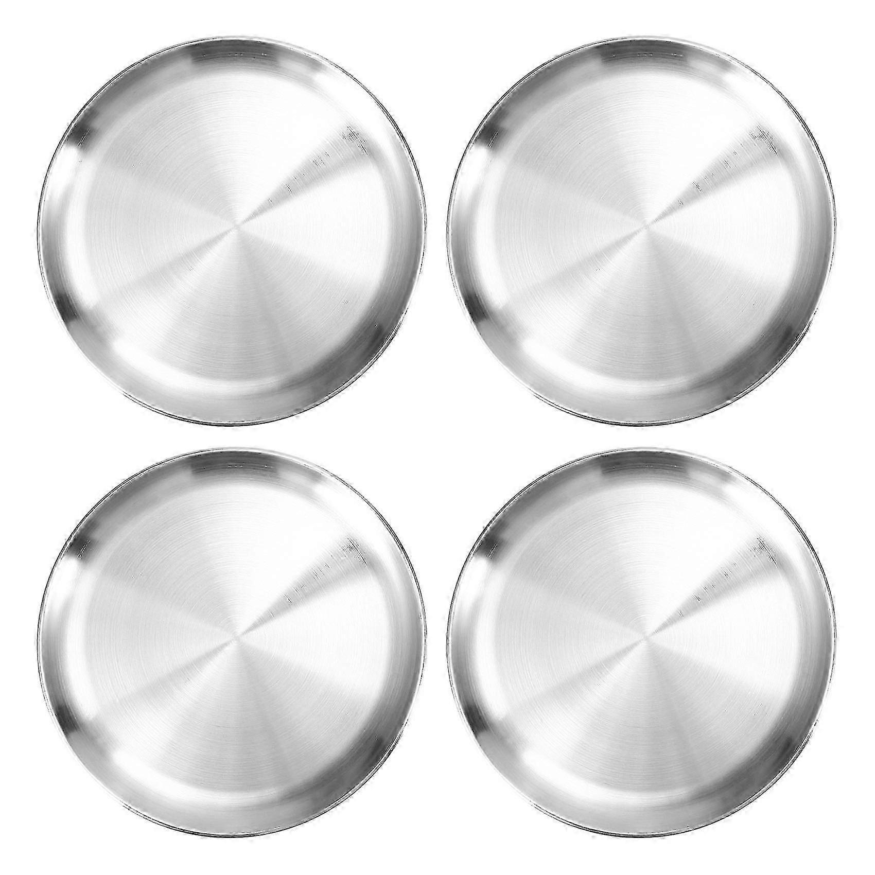 4 חבילות מגש פיצה 12 אינץ ', מגש אפייה לתנור פיצה נירוסטה, גיליון אפייה פיצה עגול, לאפייה