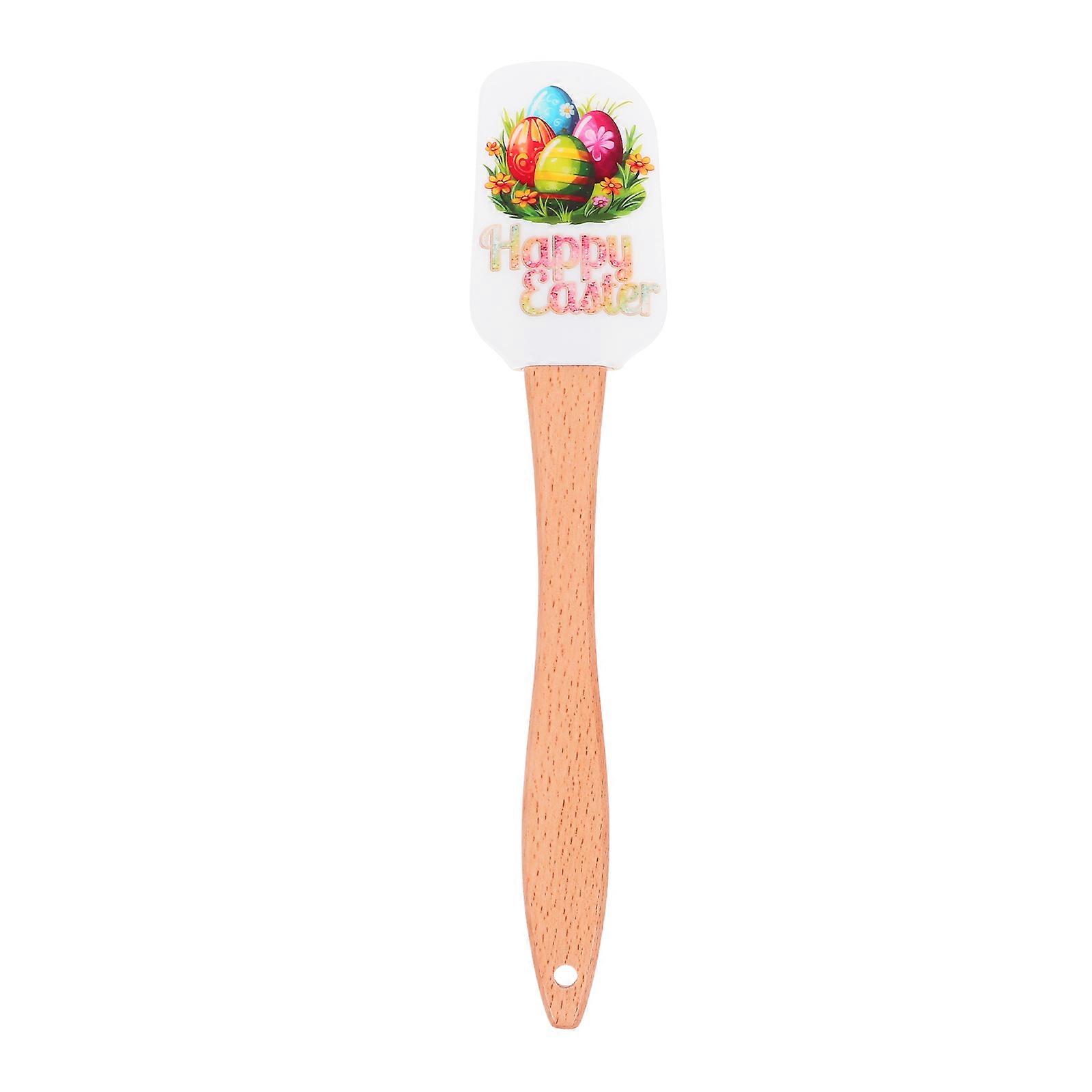 Silicone Double-Ended Long Handle Wooden Jar Spatula Home Baking Cooking 9.9×2×0.4in Spreading 1Pcs