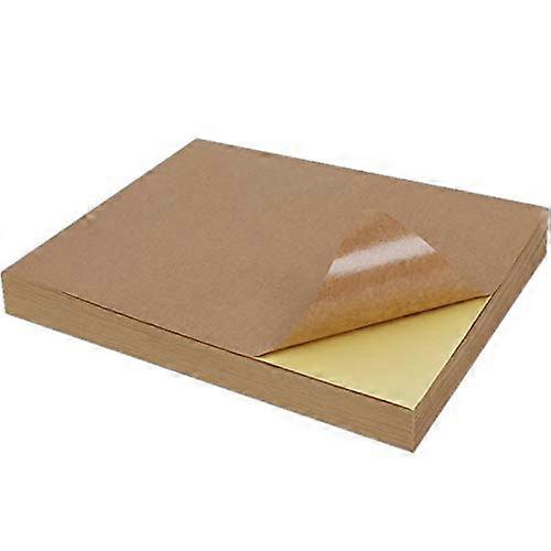 Label Stickers A4 Size Blank Kraft Adhesive Stickers 100 Sheets Self Adhesive Label Paper for Inkjet Printers Brown