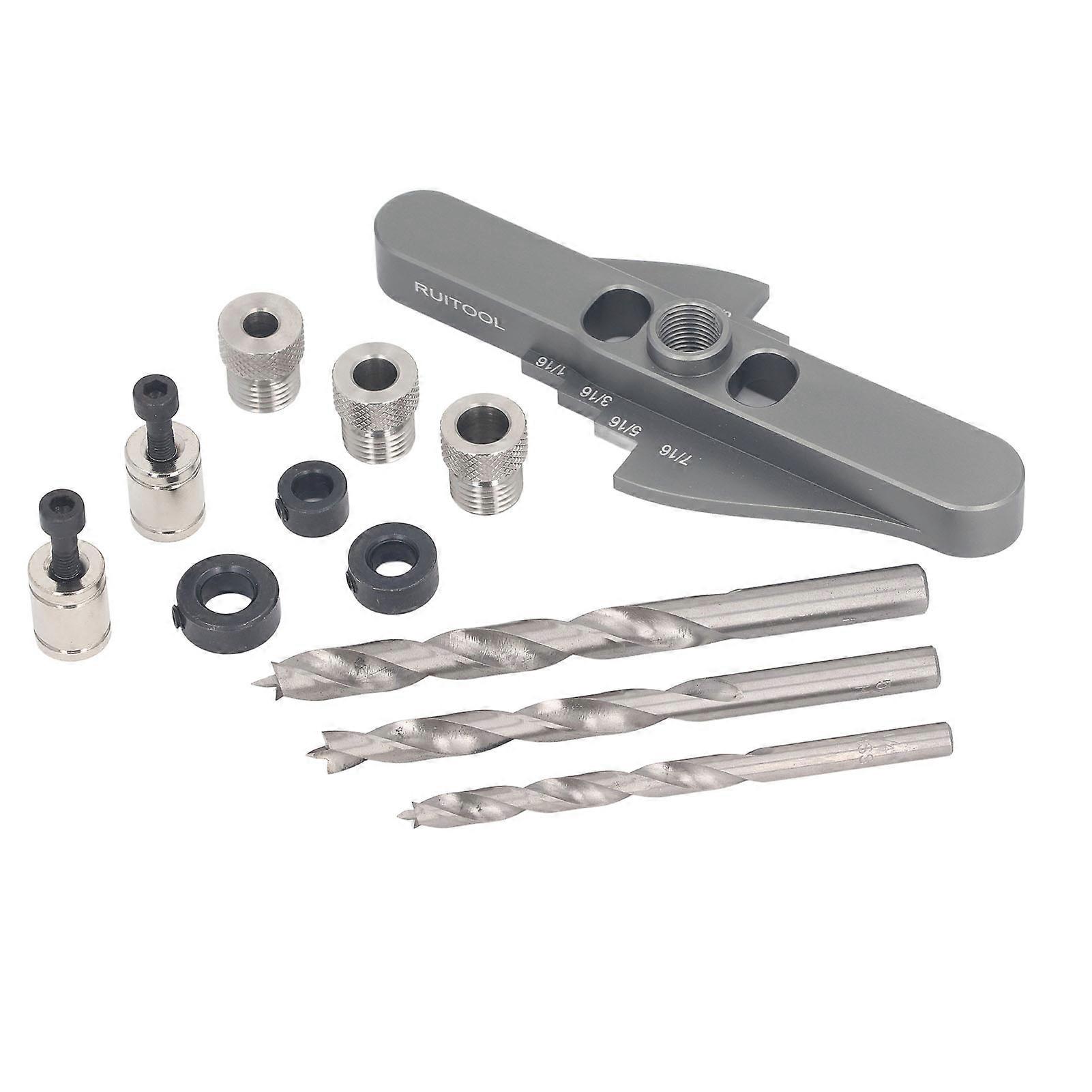 Woodworking Punch Locator for Straight Holes Aluminum Alloy Inch Scales Self Centering Line Scriber Drill Guide Tool Set