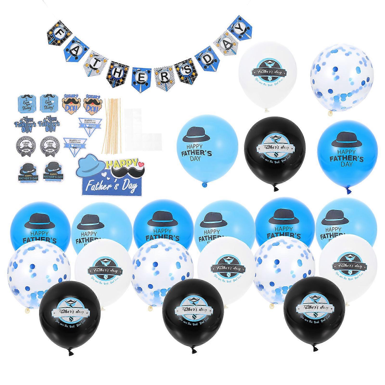 Happy Fathers Day Banner Set For Home And Parties Assorted Color 17X13CM 12 Inch Balloons Decoration 1Set