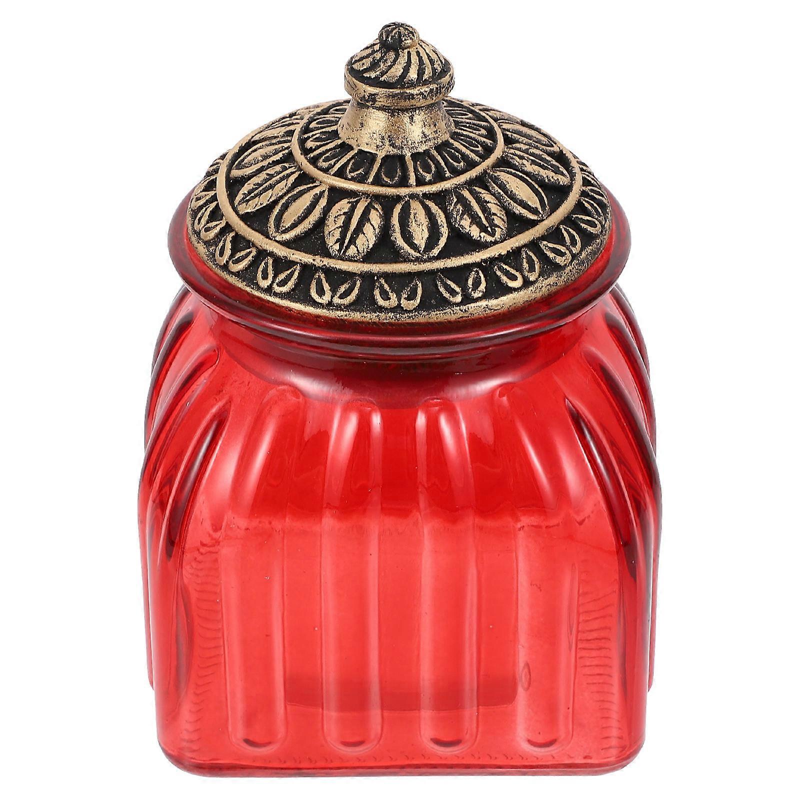 Red Storage Canister with Airtight Seal for Home Use Made of Glass Resin and Aluminum Alloy 1pc