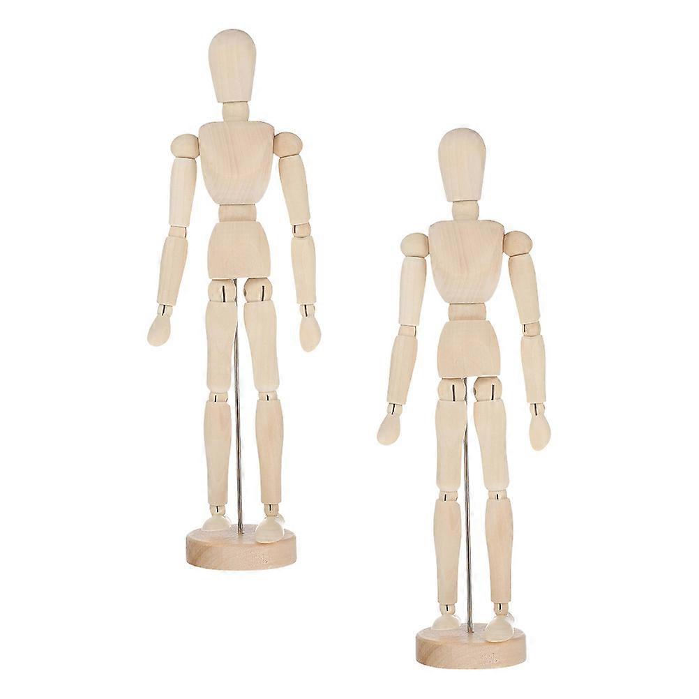 DIY Movable Joint Puppet for Decoration Unfinished Khaki Color 2Pcs