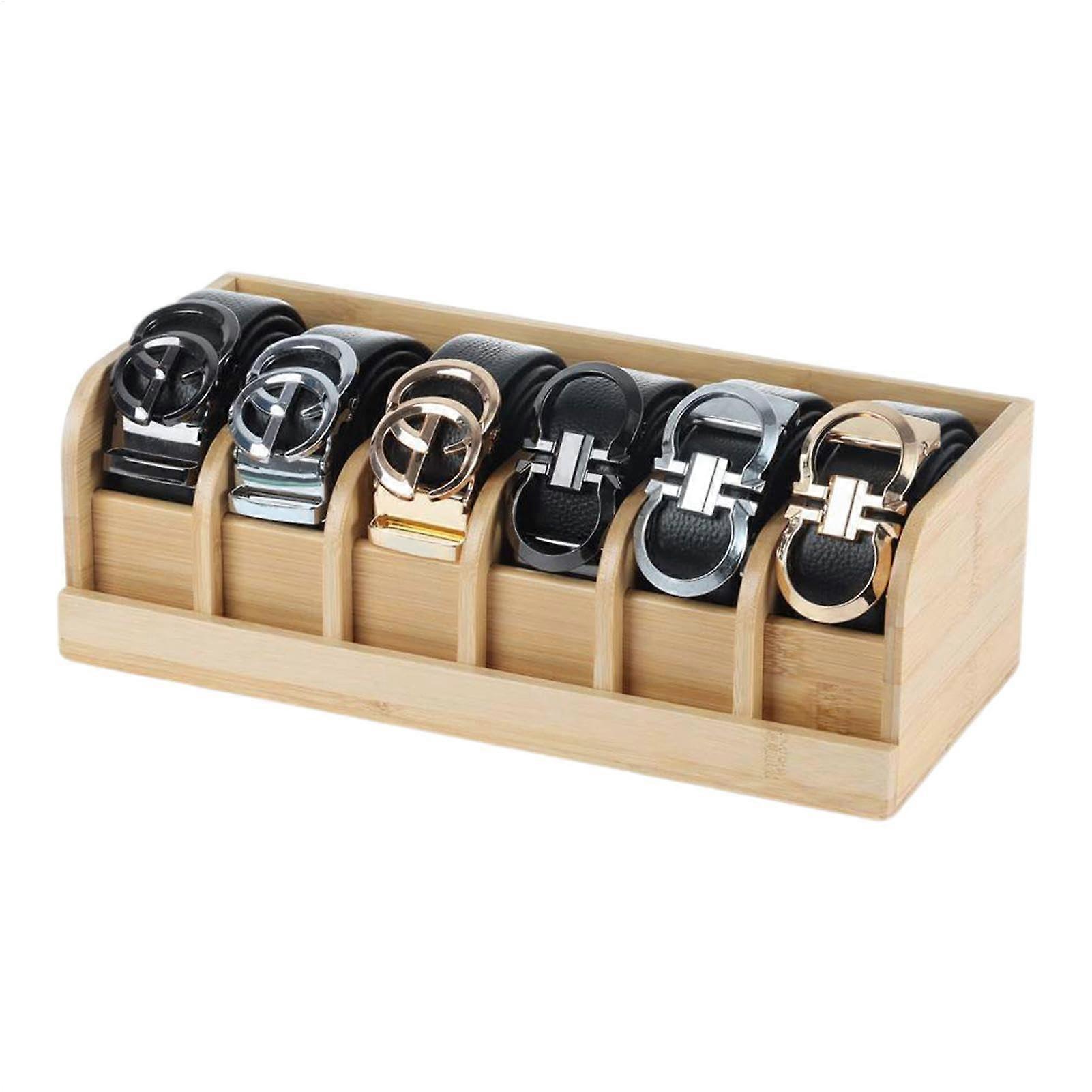 Belt Storage Holder 6Layer Belt Organiser Box, Natural Material