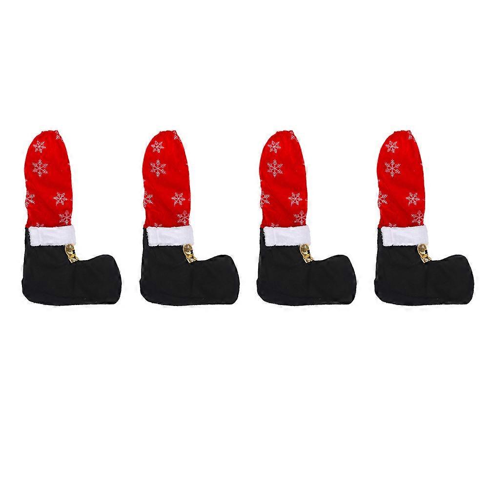 Table Feet Covers Christmas Snowflake Printing Fabric Material Anti-scratch Floor Protection 4Pcs