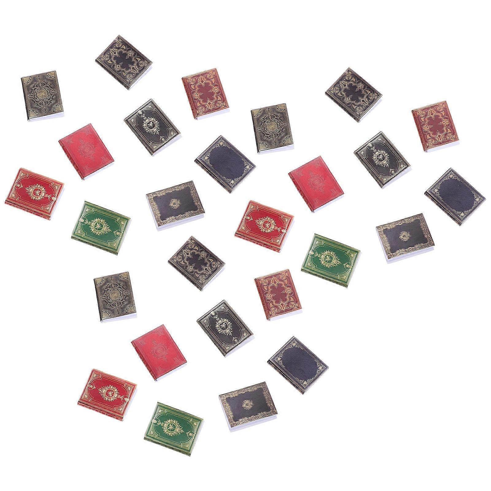 Mini Book Model Portable Miniature Books Mini House Accessory Assorted Color Warm Atmosphere 2X1.5X0.2CM 27Pack