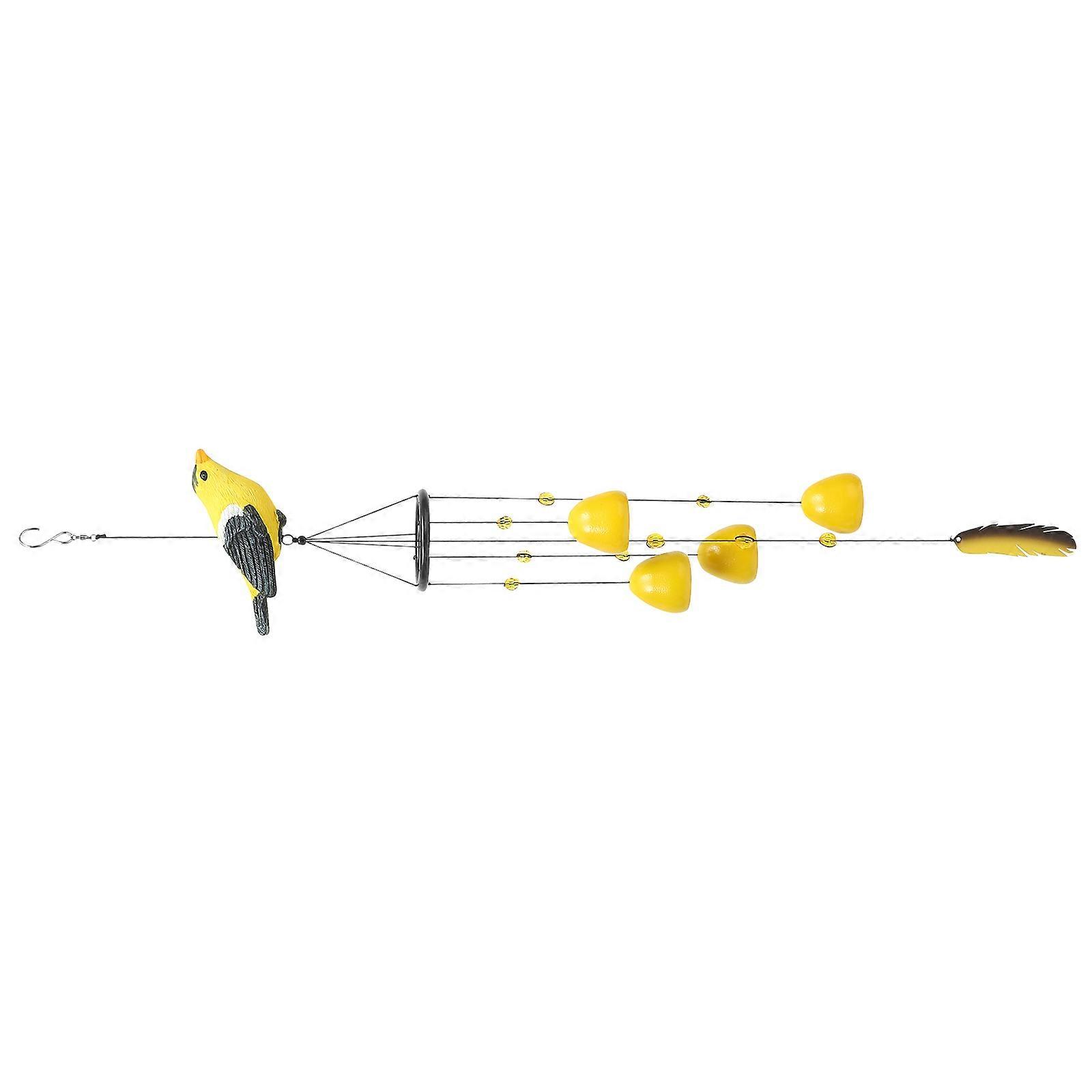 Yellow Resin and Copper Wind Chimes with Cute Bird Design for Garden Decor Bright and Colorful