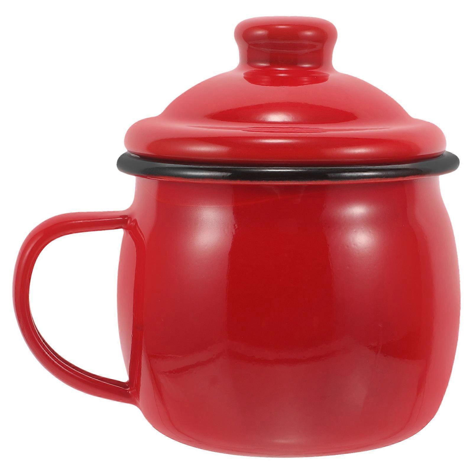 a polished and engaging product description for your **Enamel Mug with Lid**:
 
**Elegant Enamel Mug with Lid – Decorative Pumpkin Design |