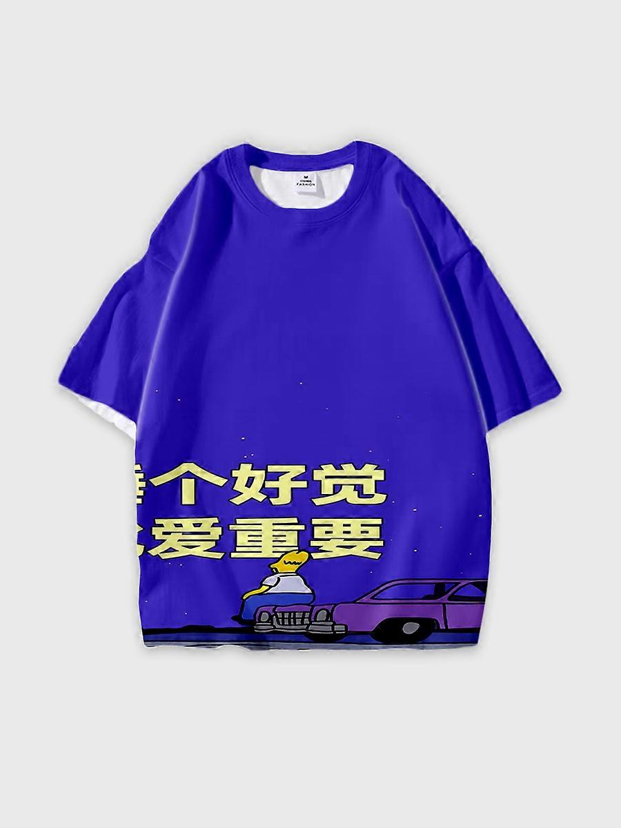 T-shirt round neck Cartoon Pattern loose short sleeve D1453