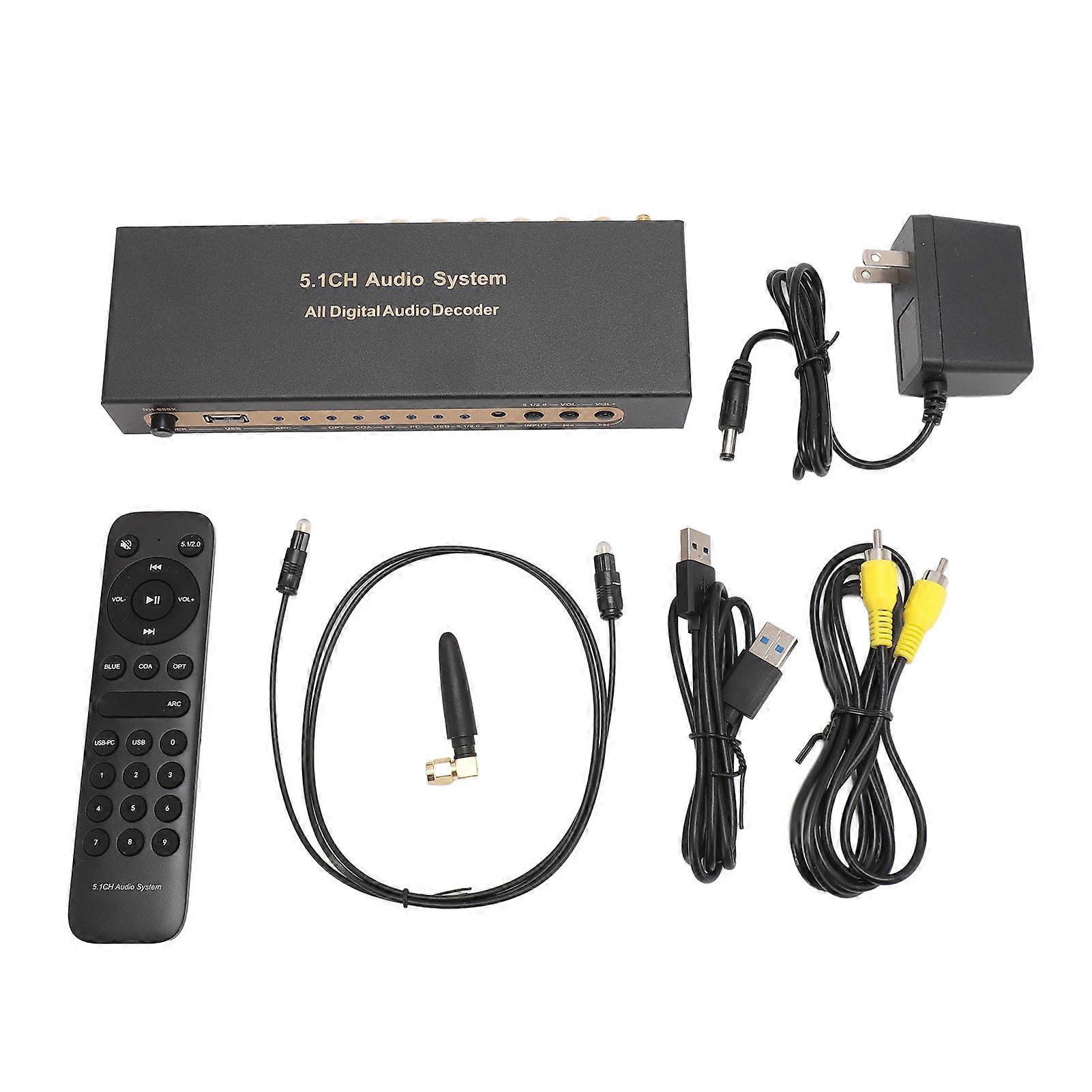 5.1 Channel Sound Decoder 192Khz 24Bit HD Multimedia Interface with 4K ARC Optical Fiber Coaxial Analog Audio Decoder System US Plug