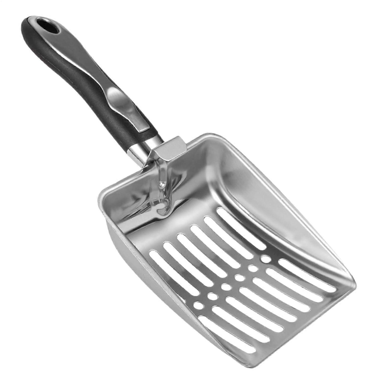 Stainless Steel Cat Litter Scoop with Ergonomic Non-Slip Handle, Wide Sifting Tool for Cats and Dogs