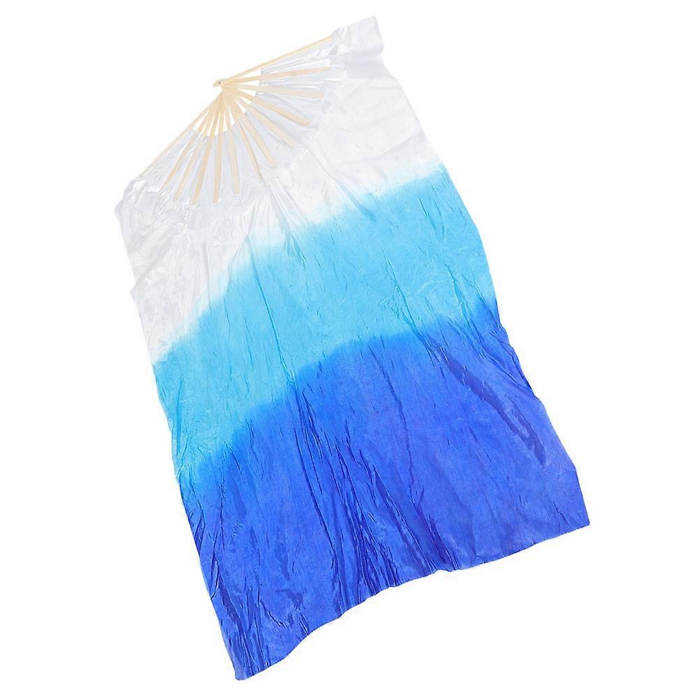 Blue Dancing Fan Folding Fan for Performance Lightweight Portable Cloth and Wood Durable Decor Size 12.5 Inches