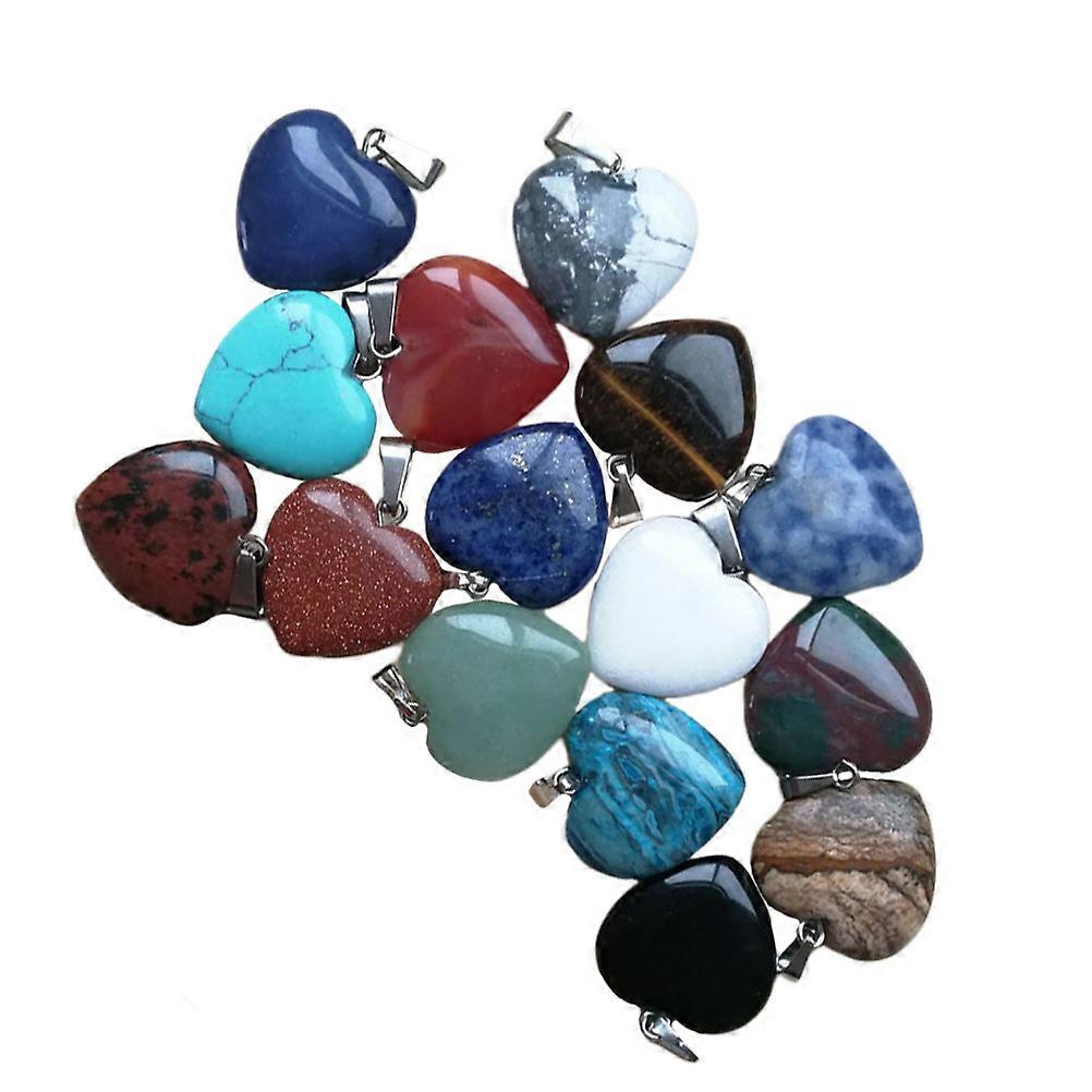 Heart Stone Pendant Charm for DIY Jewelry Making Assorted Color 20mm