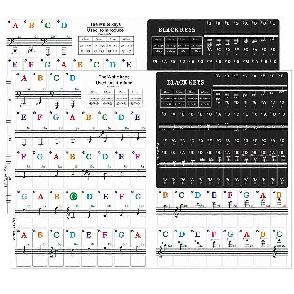 Piano Keyboard Stickers Set Adhesive Decals for Easy Learning, Quick Practice & Mastery on Electronic Organs No Residue, 2 Sets for Players