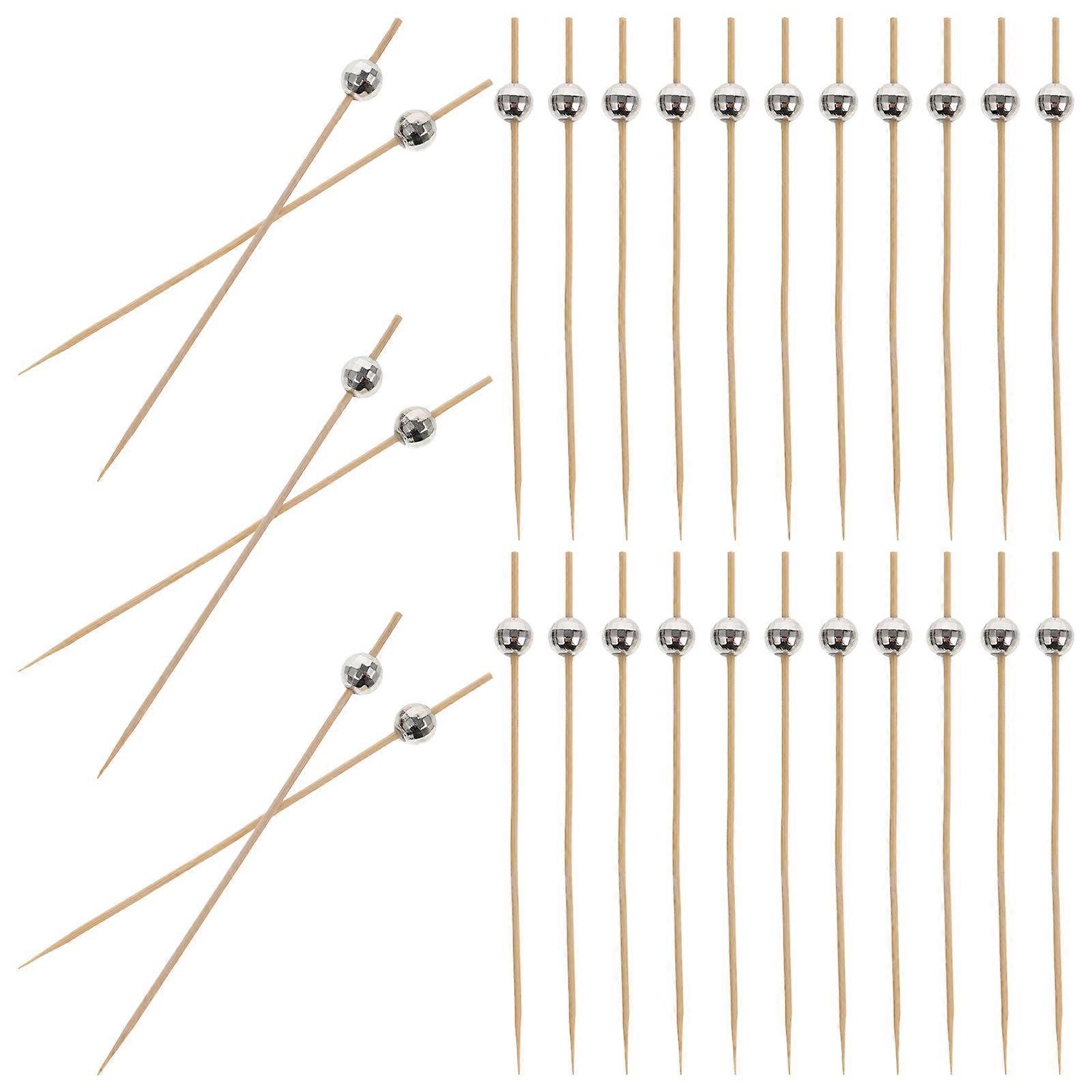 Cocktail Picks Bamboo Toothpick Disco Picks Appetizer Toothpicks Fruit Skewer 100Pcs