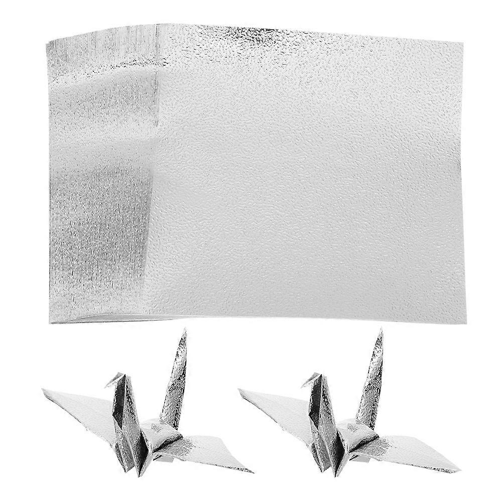 100pcs Silver Square Origami Paper Shiny Single Sided Craft Sheets for DIY Folding, Durable with Crease Retention, Ideal for Beginners & Art Projects