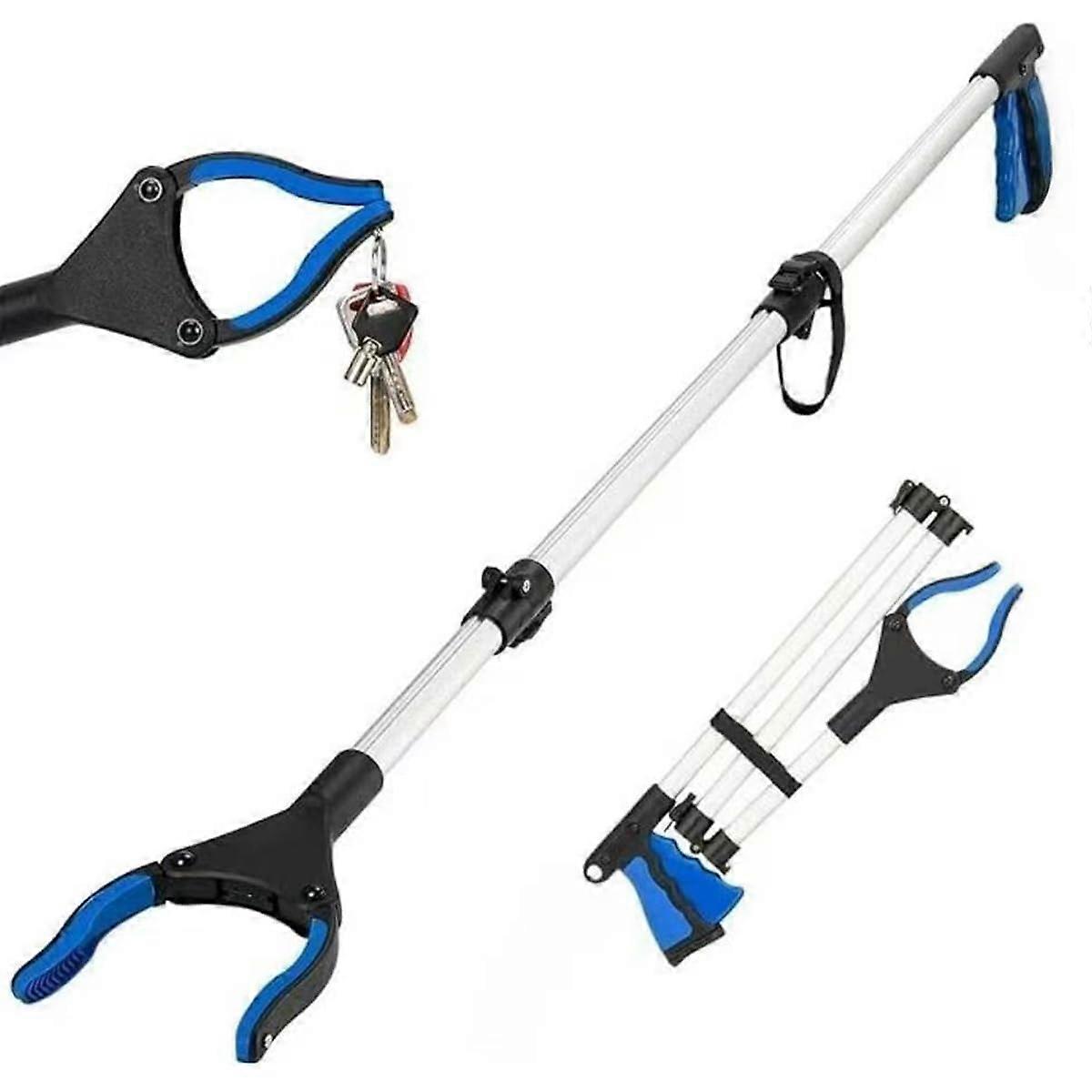 Extra Long 109.2 cm Folding Grabbing Tool, Magnetic Reacher for Seniors, Durable Trash Picker, Blue Arm Extension