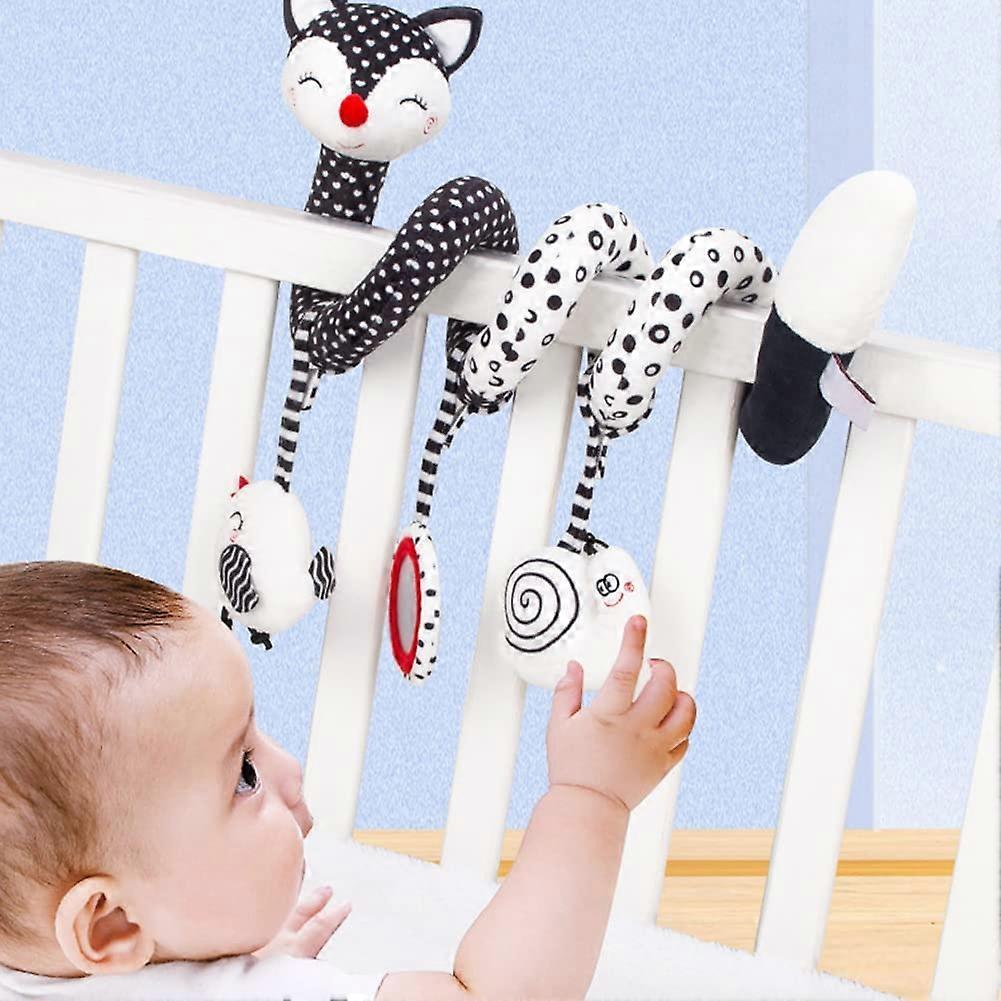 Baby Pram Toy Plush Rattle For Pram And Stroller Bell Hanging Cradle Spiral Safari Grasping Learning Toy Rabbit Fox