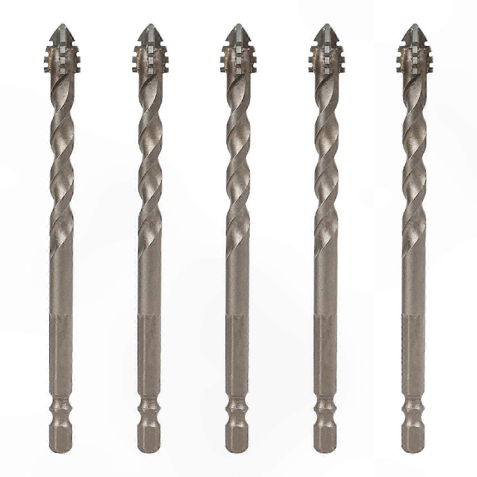 5 Pieces Four Flute Sawtooth Eccentric Drill Bit Set with Hex Shank for Fast And Efficient Hole Making In Tiles Marble