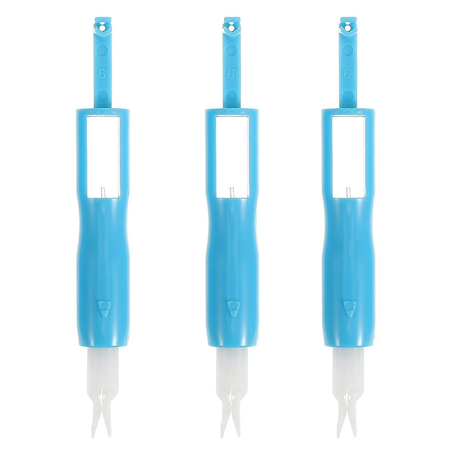 3pcs Needle Threader & Inserter Sewing Tool for Household Machines – Plastic & Metal Construction, Easy Threading, Secure Needle Hold