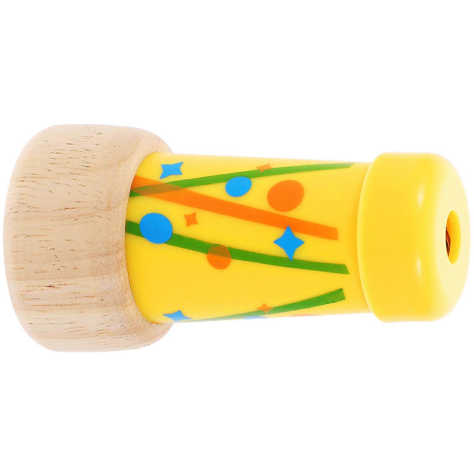 Yellow Wood Kaleidoscope for Kids Playing Safe Lightweight with Smooth Surface 3.5 Inches