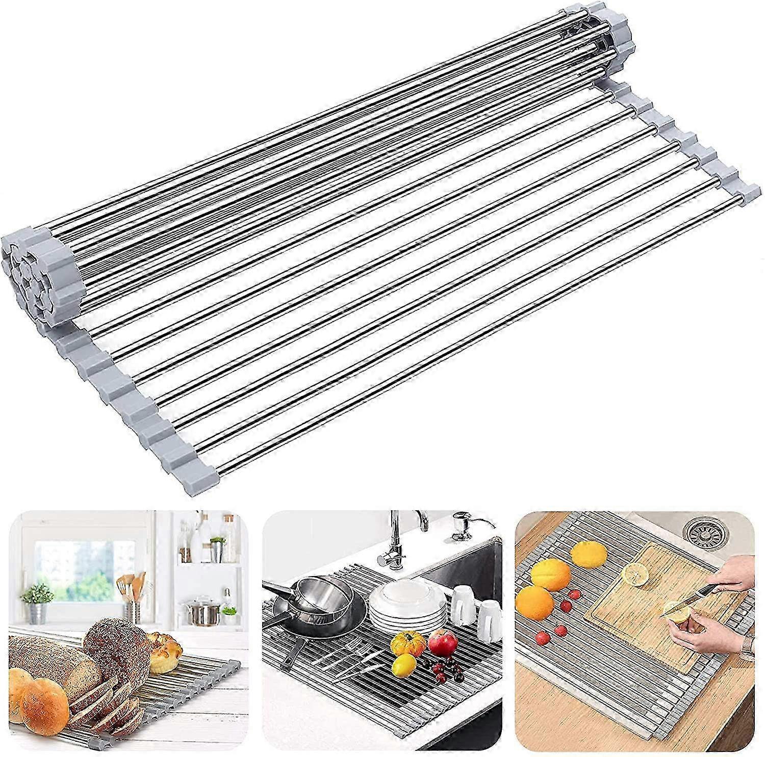 Foldable & Removable Stainless Steel Draining Rack - Space-Saving Dish Drying Rack for Kitchen Organization