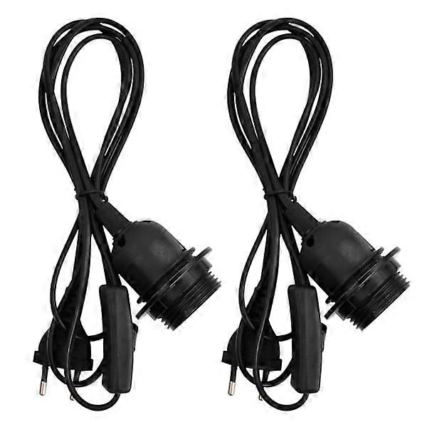 2 x E27 socket (black) with switch, E27 pendant lamp socket with, lamp socket