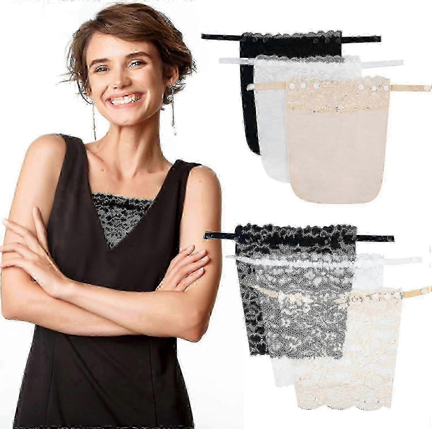 6pcs Lace Clip-On Mock Camisole Bra Inserts for Privacy
