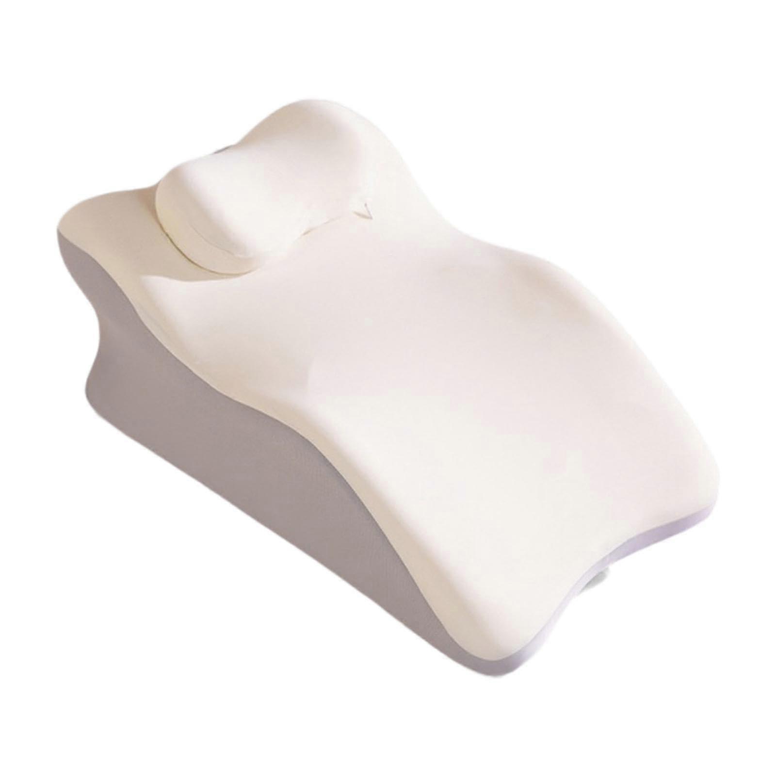 Wedge pillow for prone position with comfort in the neck area and elevated leg positioning, beige