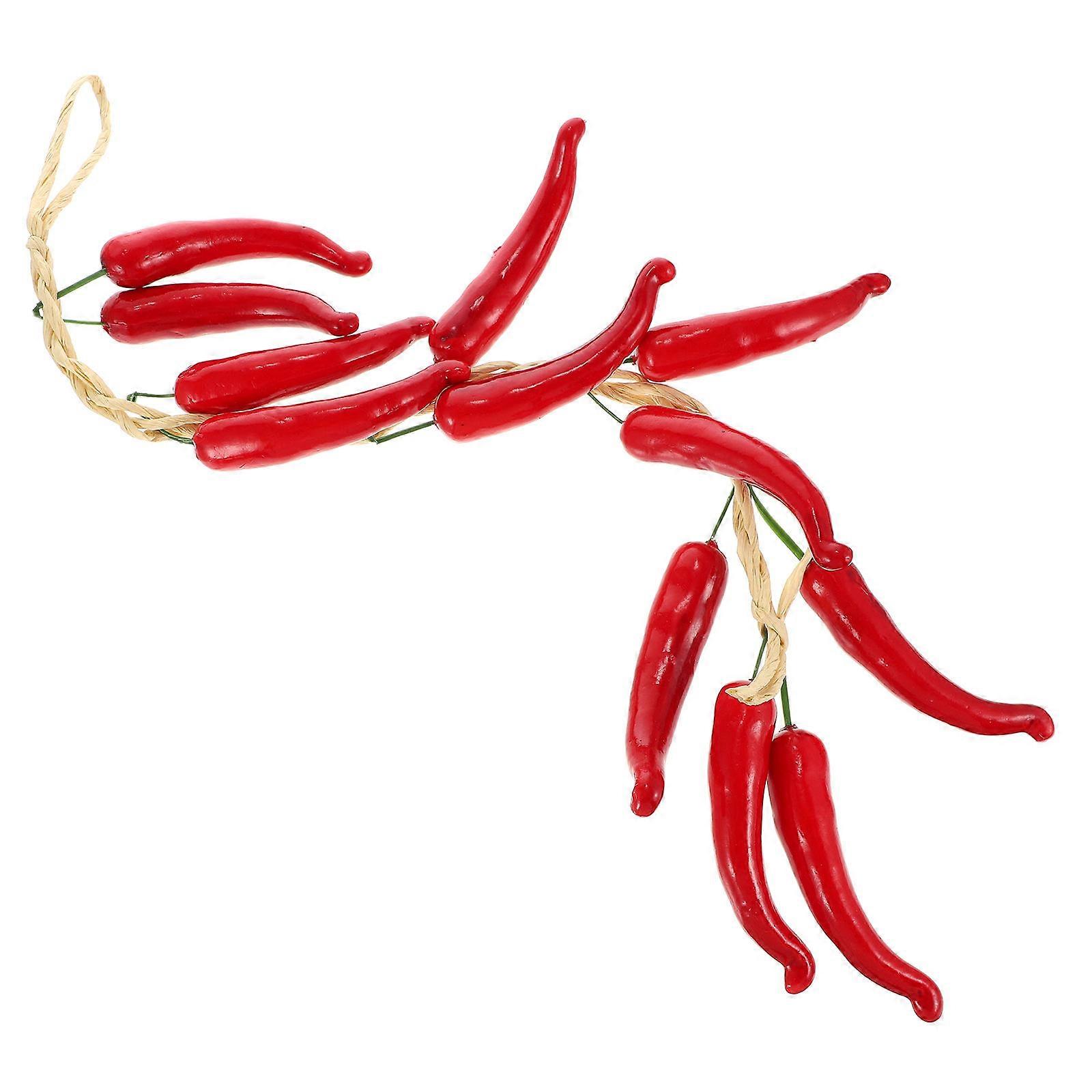 Faux Vegetables Hanging Chili String Decor For House Decorating 47X11X7CM Dark Red Spring Festival 1Set