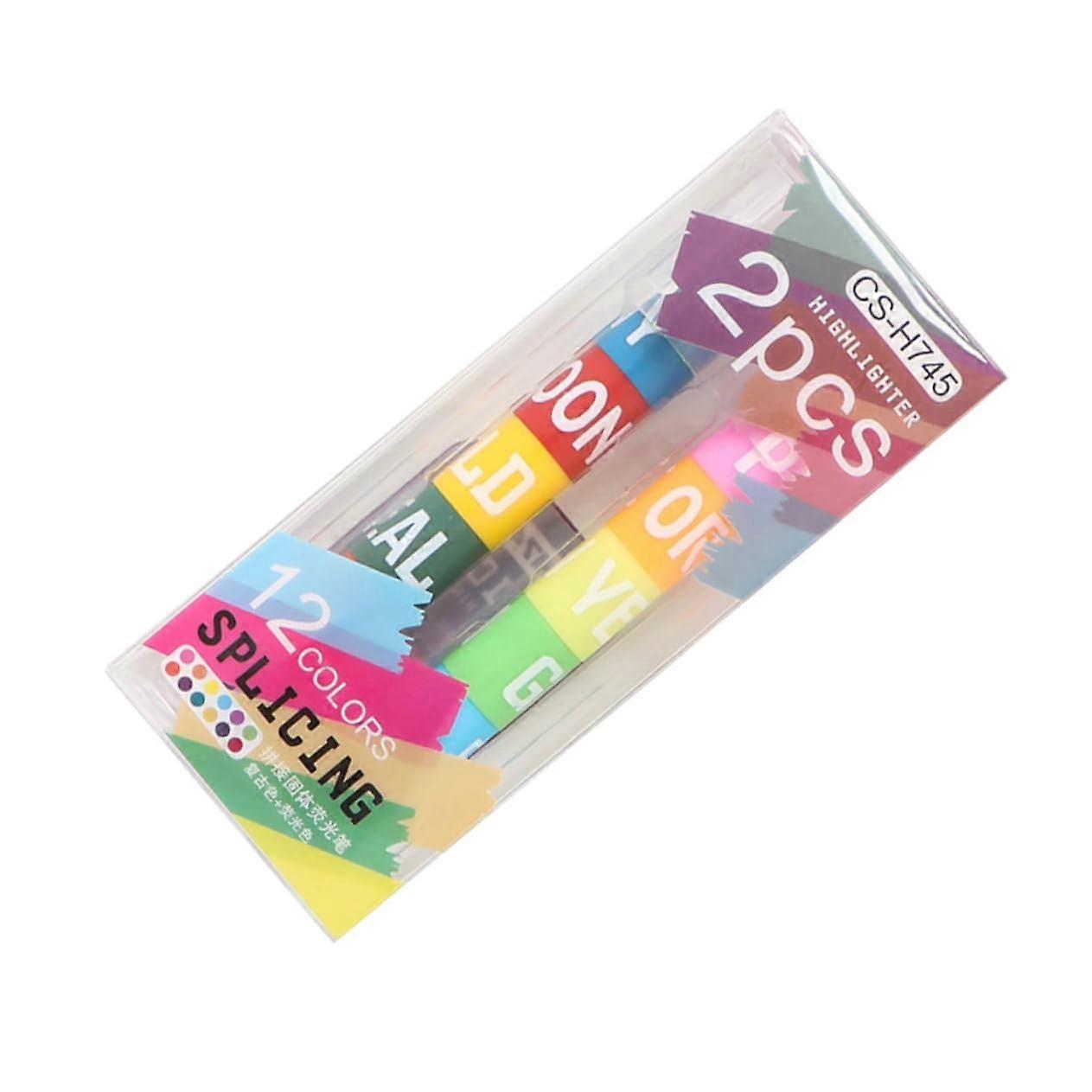 2 pieces multipurpose marker pens with flat wide grip, fluorescent colors, leakproof