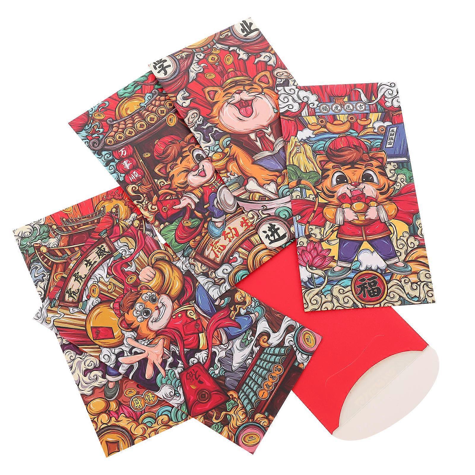 18Pcs Creative Cartoon Money Packets Red Envelopes Spring Festival Decorations For Family Celebrations 17x9x0.1Cm