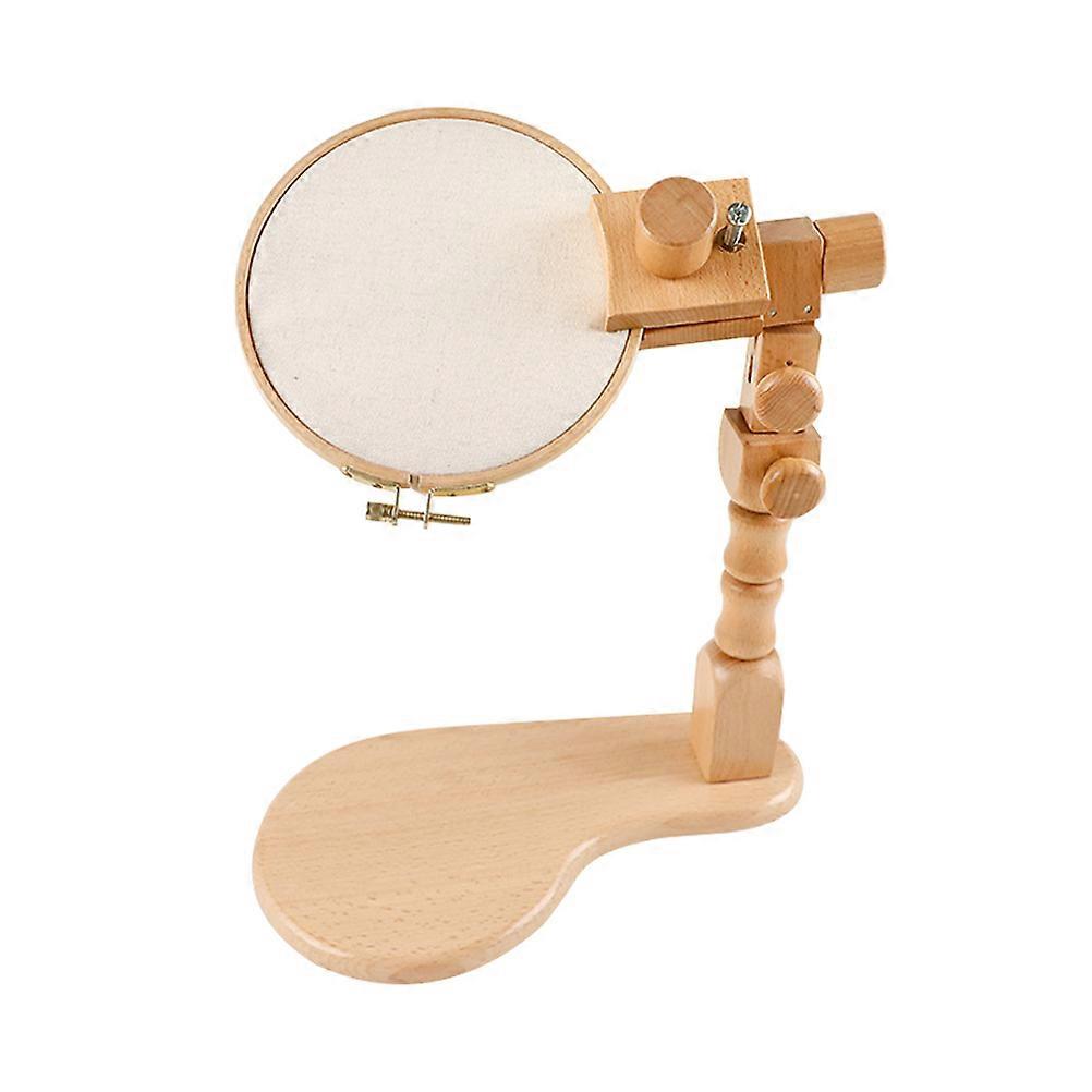 Wooden Adjustable Embroidery Stand for Home Use Chocolate Color Rotated Hoops Suitable for Various Specifications