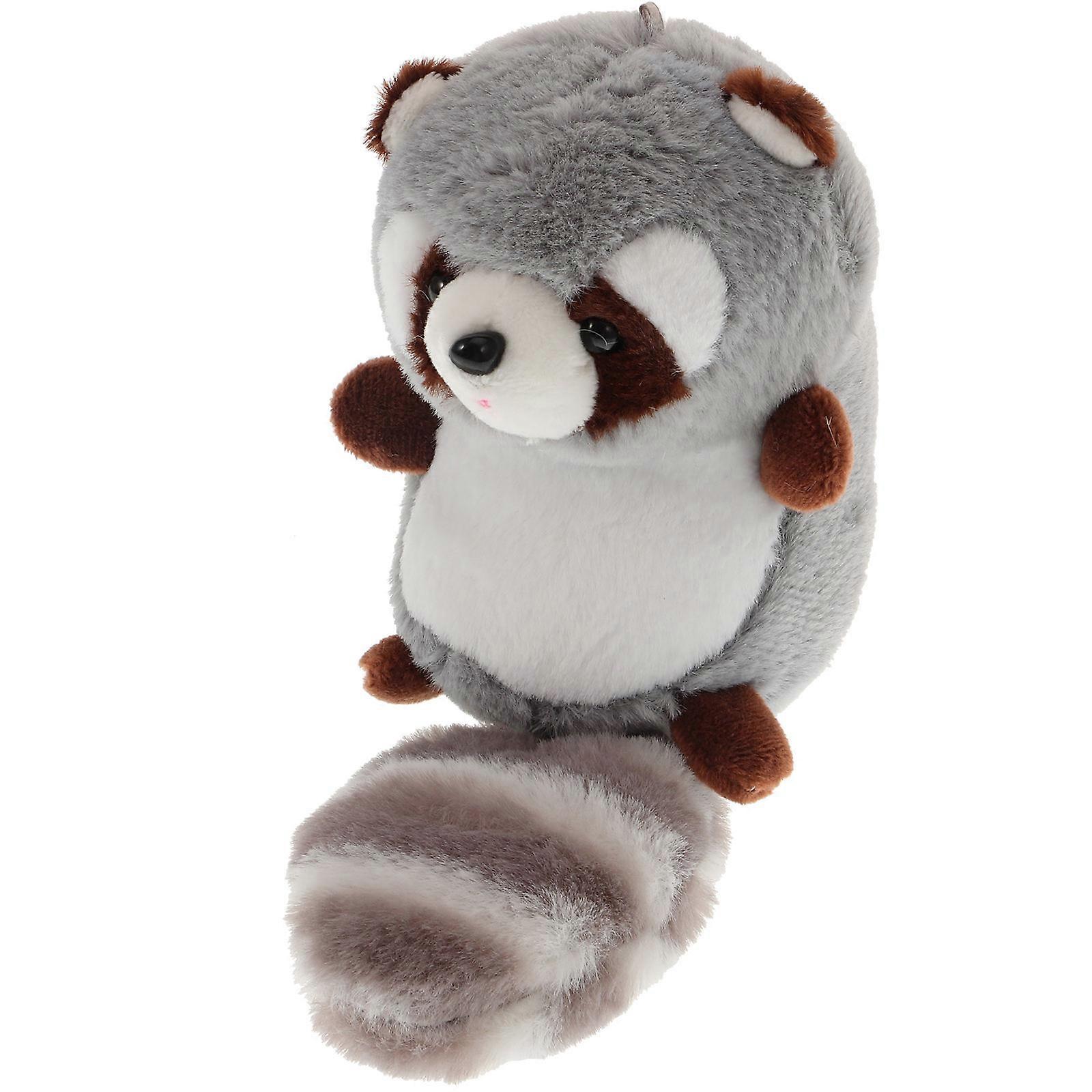 Plush Keychain Hanging Keychain Raccoon Shape Gift Giving Grey Material Keychain 1Set