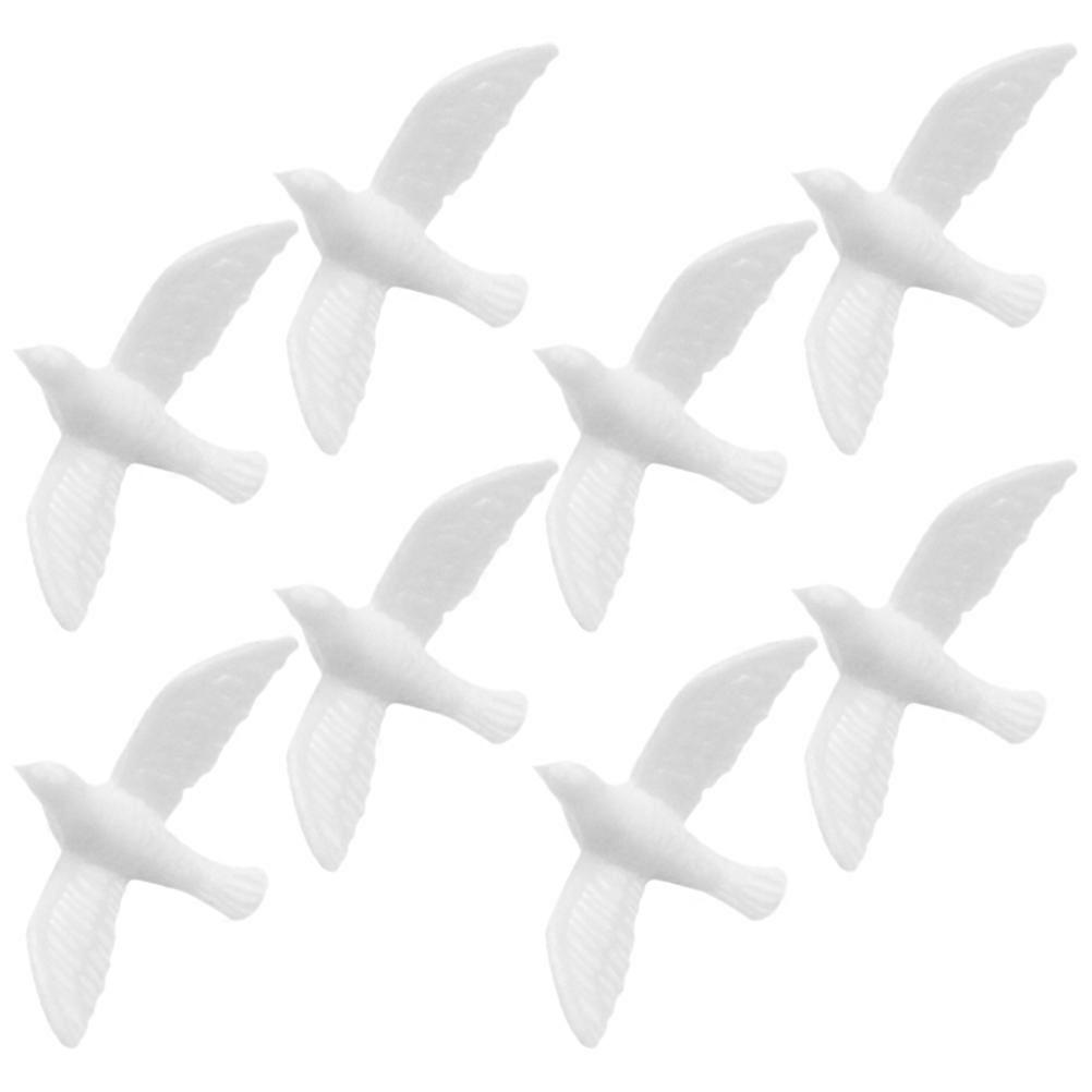 White Resin Peace Dove Models for Display 8 Pieces 3.15 Inches