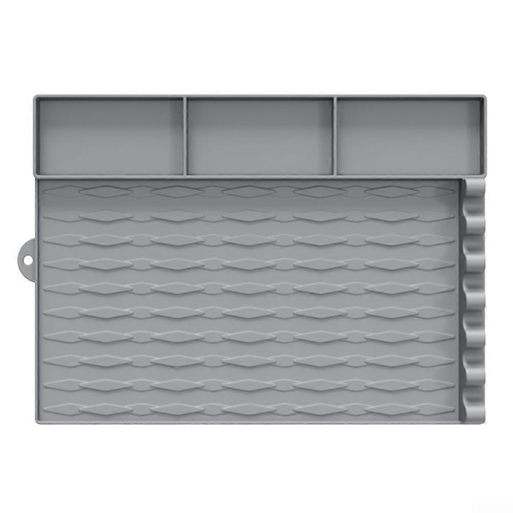 Space Saving Silicone BBQ Tool Pad for Quick Cleaning and Easy Storage, Grey, Non-Slip, Heat Resistant, Durable