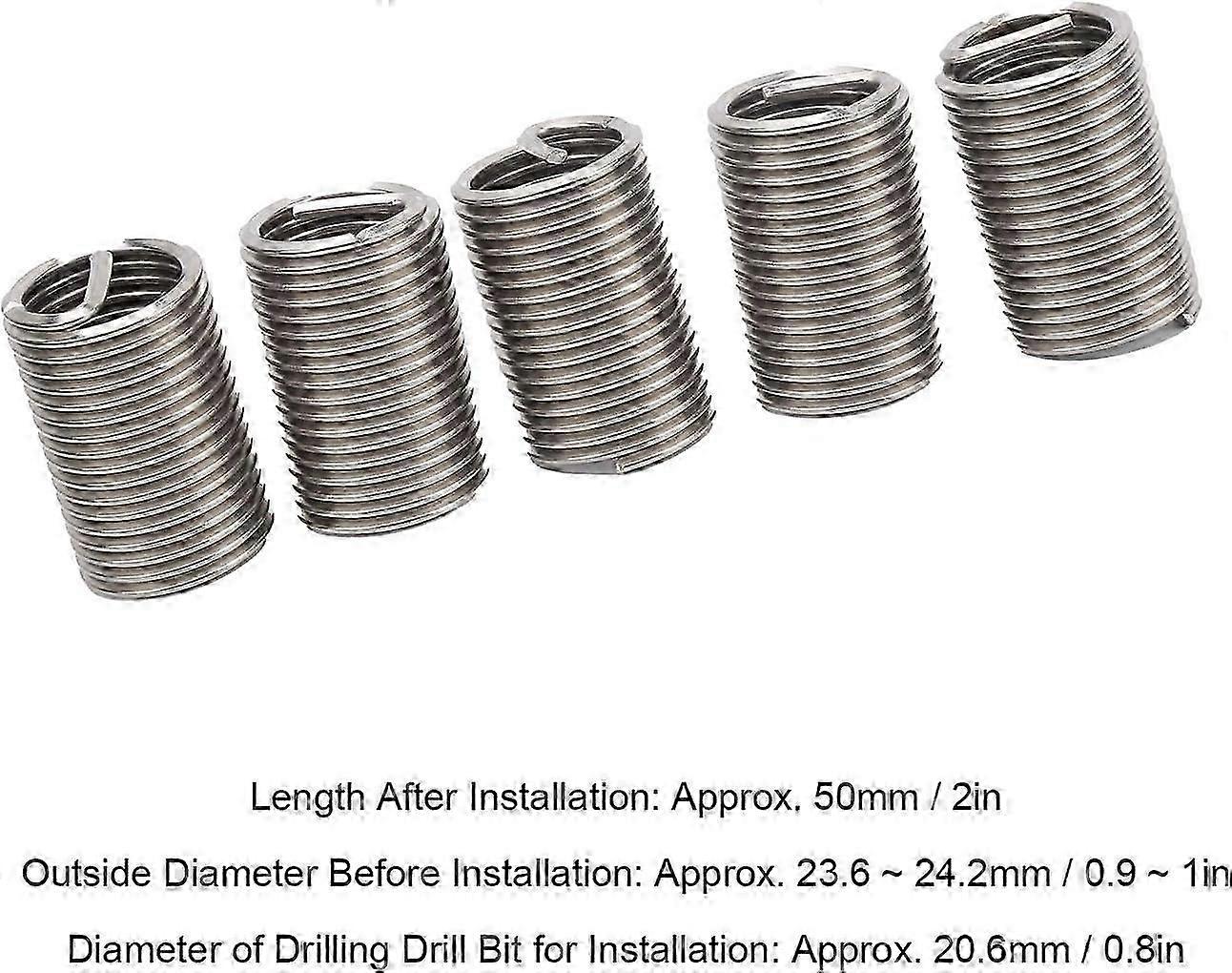5Pcs M20x2.5x2.5D Thread Inserts Wire Protection Sleeve Repair Kit Tool Fastener Hardware Stainless Steel Thread Inserts SZRH A-D