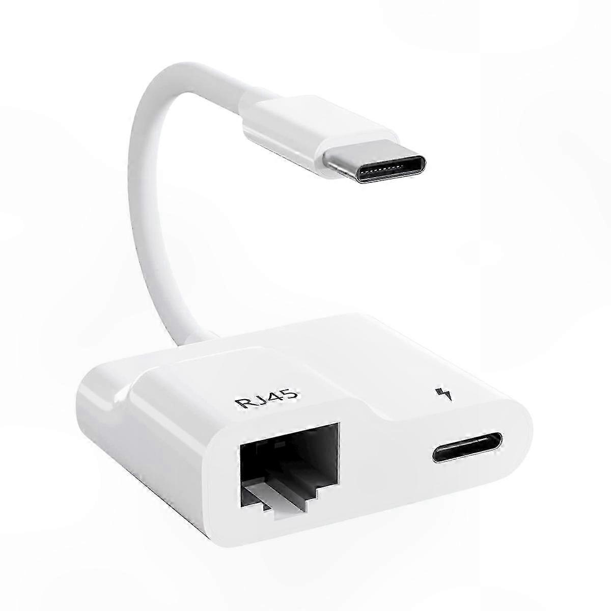 USB C to Ethernet Adapter with PD 60W Charging Port, USB Type C to RJ45 Gigabit LAN Adapter for Networking