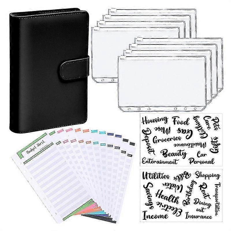 A6 Binder Budget Planner Notebook Cover with 6-Hole Pockets and Zipper