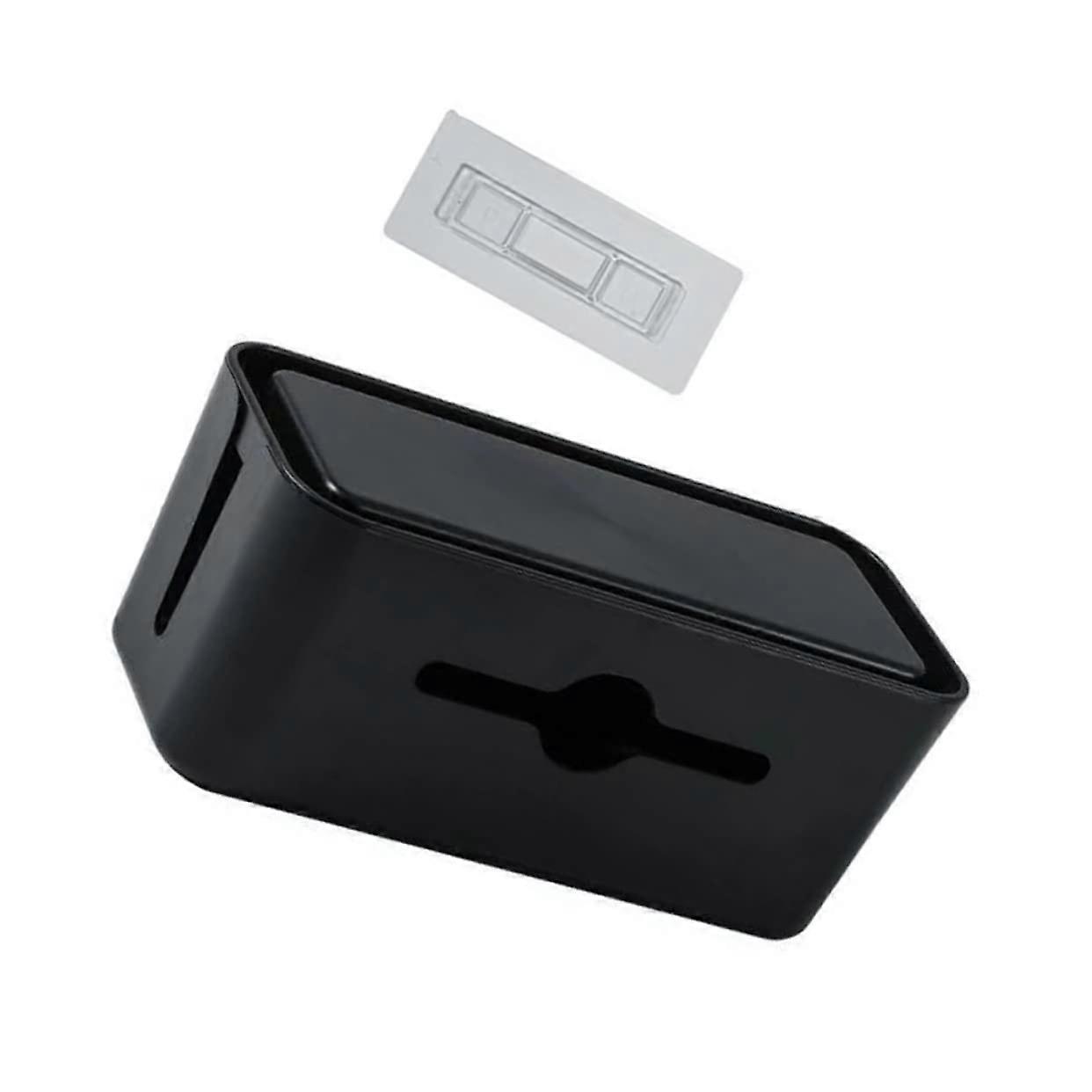 Cable management box for power strips and cables, large storage for power cords and data cables, practical solution for a tidy home and office, black.