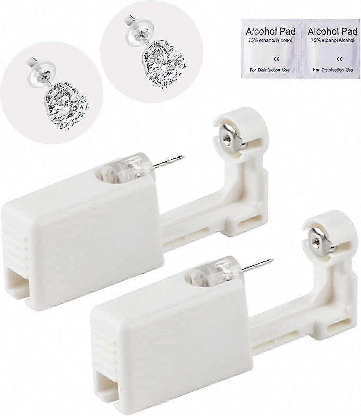 Painless Ear Piercing Gun Kit with Studs - Disposable 2 Pack for Safe & Easy Piercing