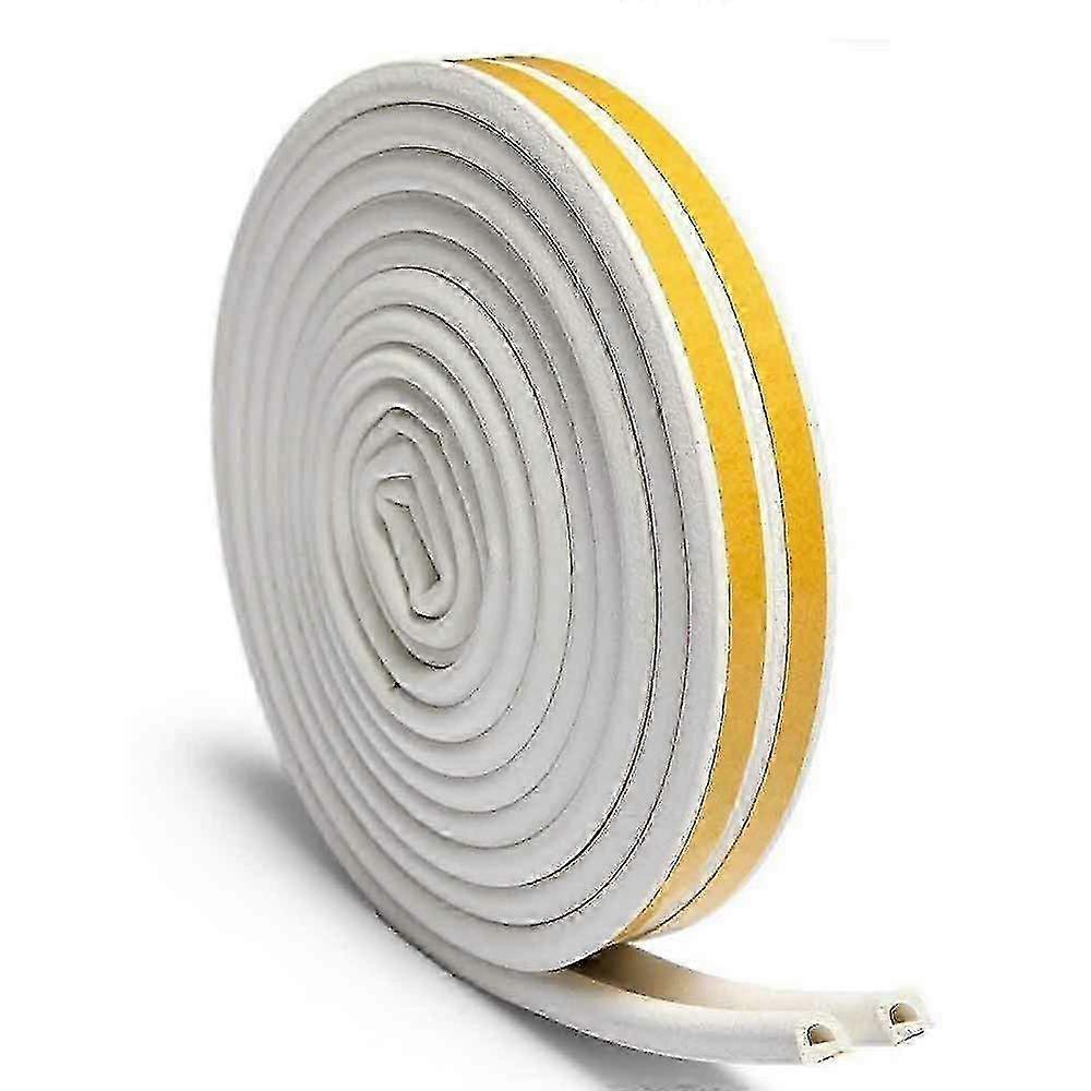 Self-adhesive Window and Door Seal Strip for Soundproofing Weatherproofing Foam EPDM D-Type 16ft (5m) White Edition 0816