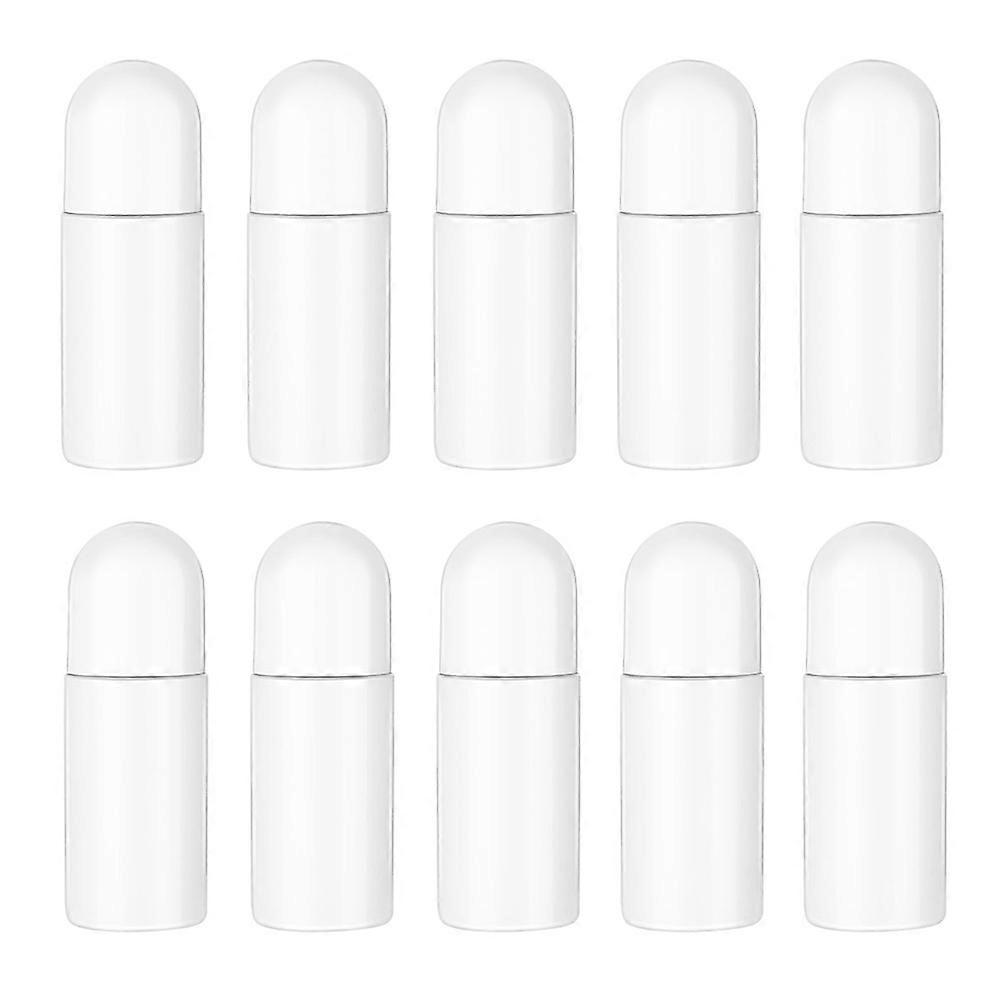 50ml plastic roll-on bottles, 10-pack, refillable for essential oils, cosmetics, or perfumes.