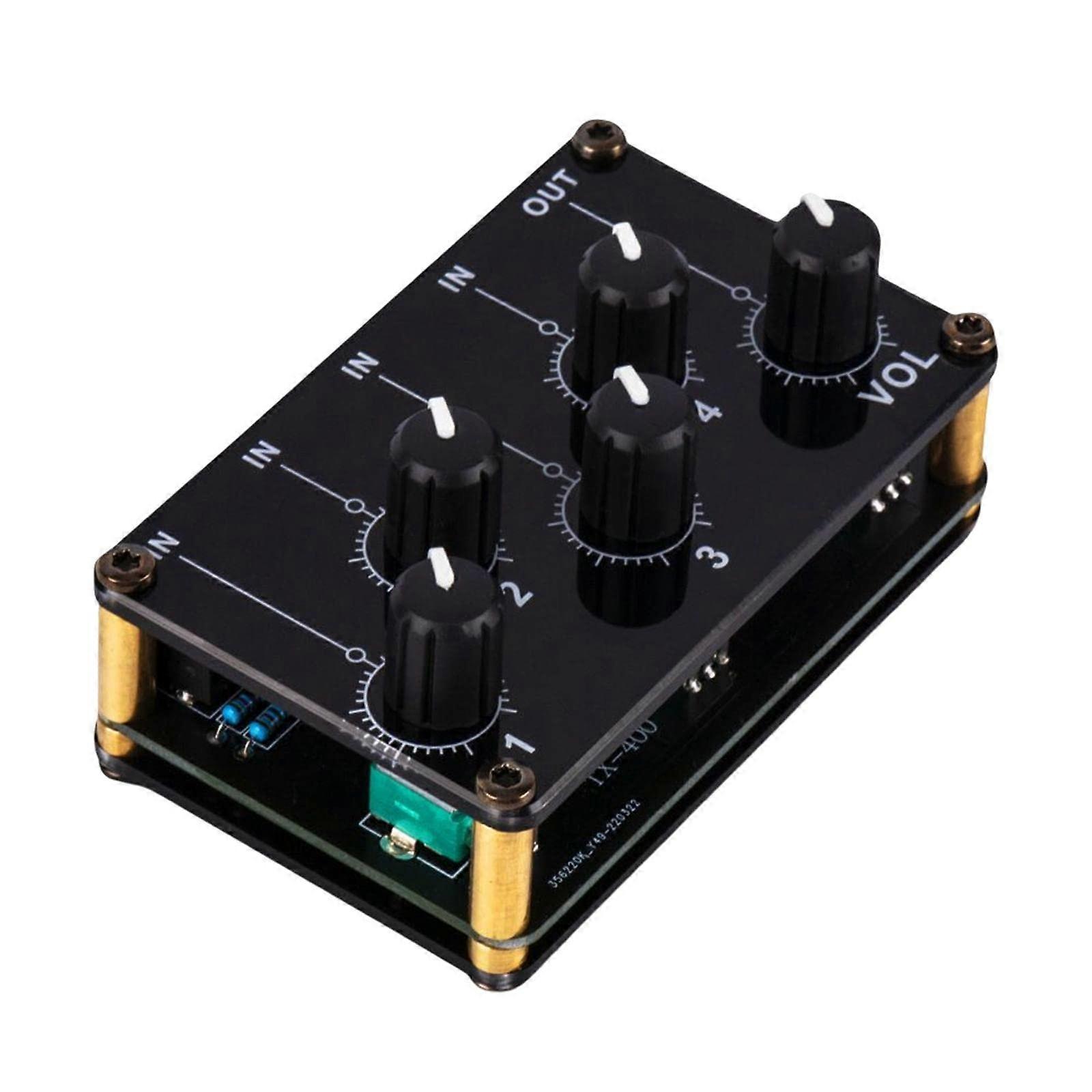 Stereo 4 Channel Line Mixer, Karaoke Sound Mixer Compact for the Studio Recording Platform