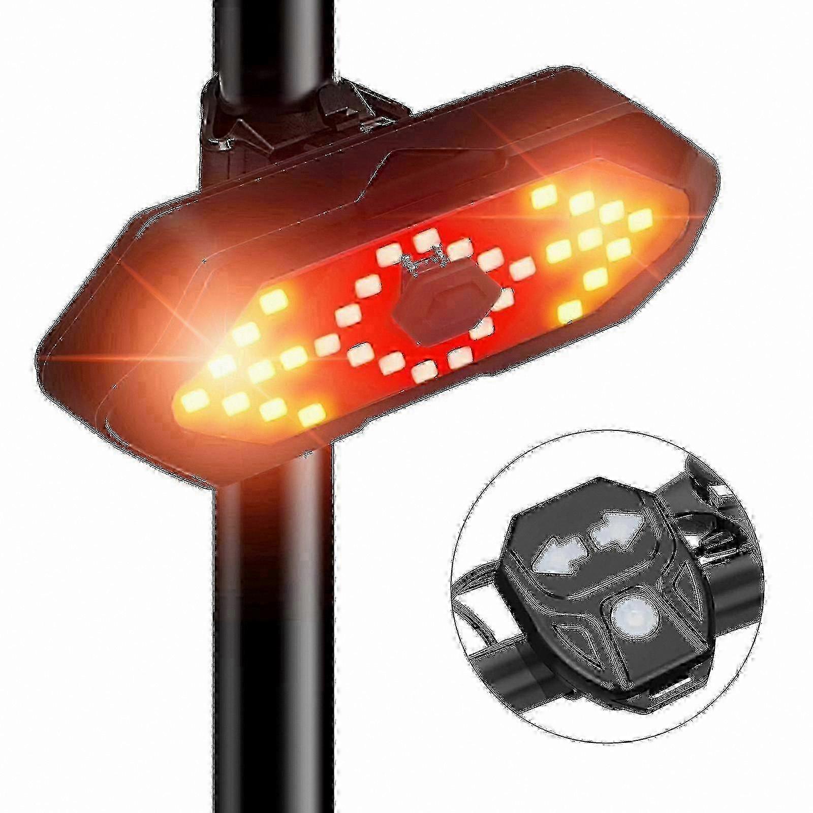 Smart USB Rechargeable Bike Rear Light with Turn Signals and Wireless Remote Control for Cycling Safety hwy