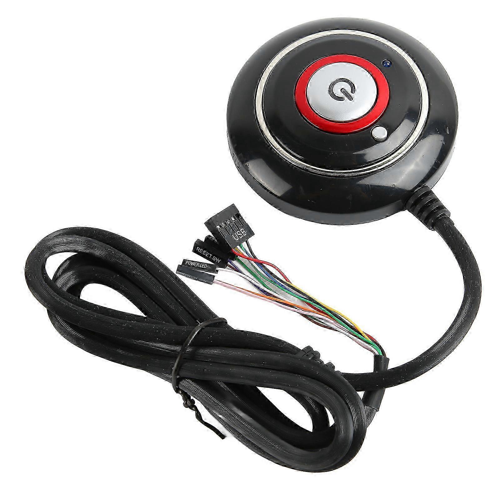 PC Power Button Strong ABS Light Weight Simple Installation Plug and Play PC Power Switch for Internet Cafe 2 USB SZRH A-DS