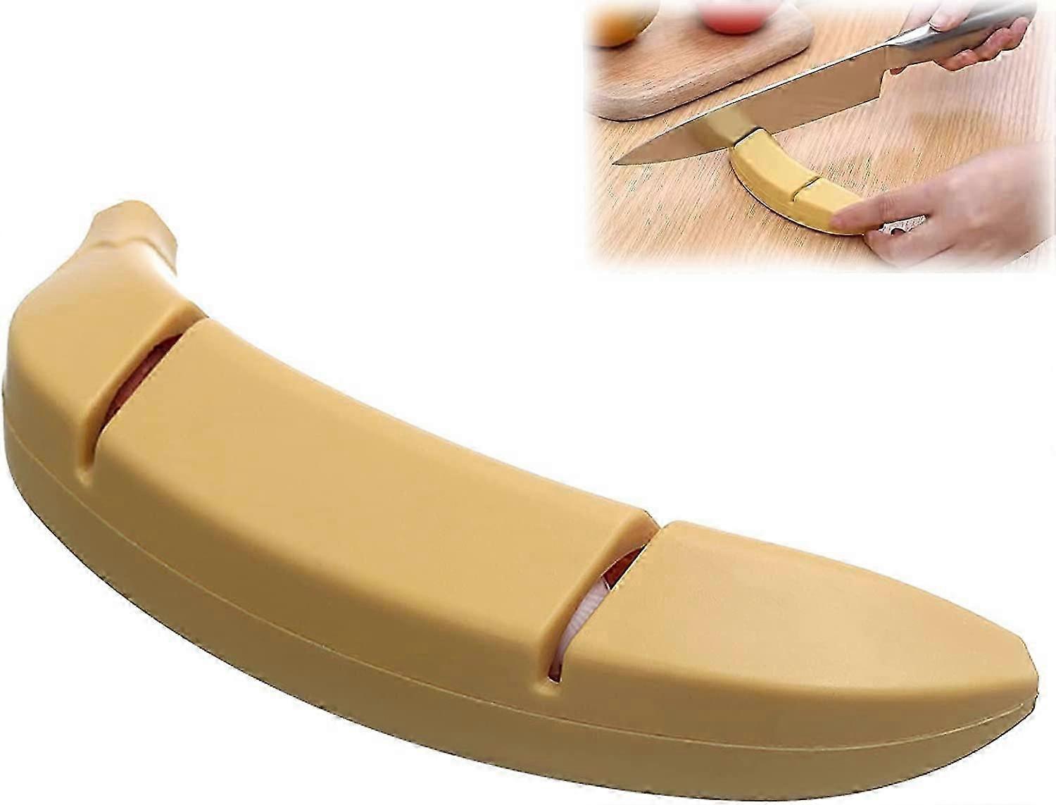 Banana-Shaped Kitchen Knife Sharpener, Manual, Yellow