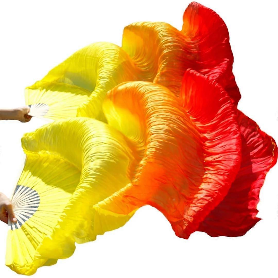 Women Dance Fans Silky Belly Dance Fans Veils Handmade Dancing Silky Fans 1 Pair Left Right As1 250x90cm Real Silk