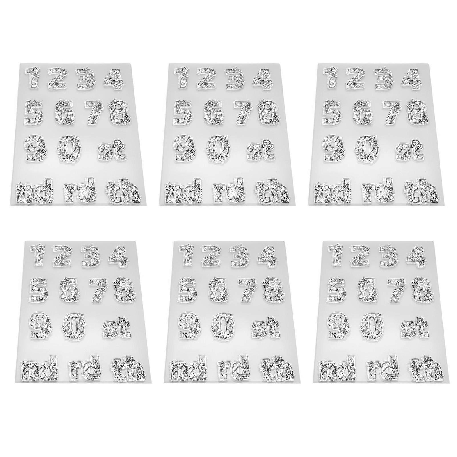 6PCS Transparent Clear Stamps DIY Number Words for Scrapbooking